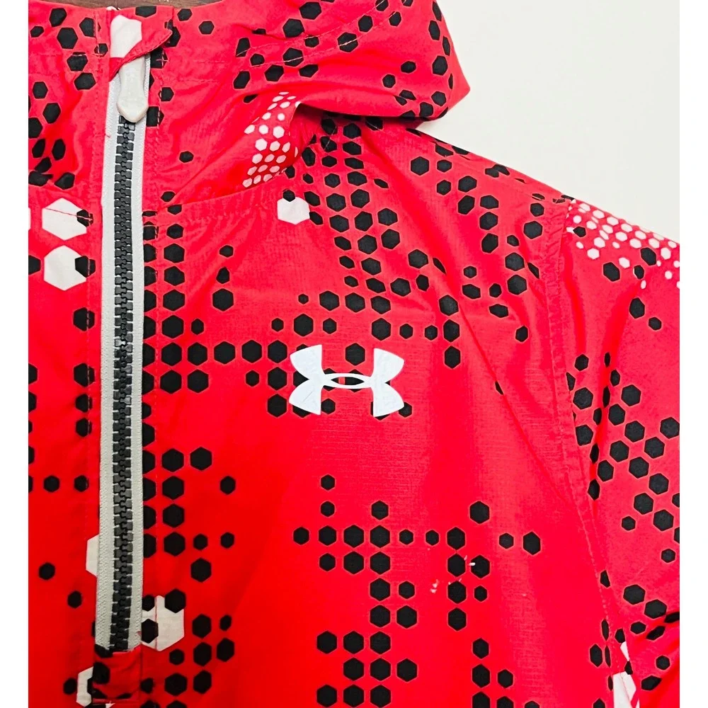 Under Armour Storm Rain Jacket Youth Large Red Digital Camo 1/4 Zip Windbreaker